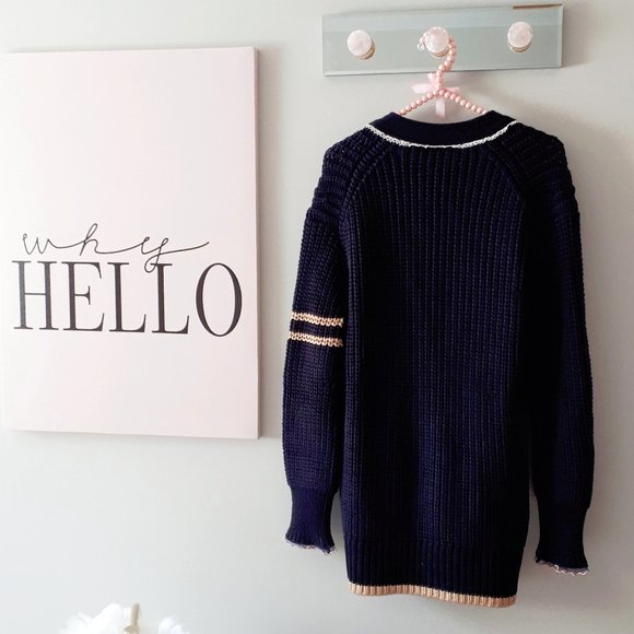 *S* NWT Coach blue varsity patch & ruffle cardigan - Picture 6 of 9